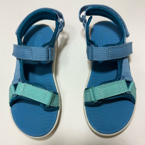 Cat & Jack Youth Boy Size 12 Blue Sandals with Adjustable Straps and White Sole - Picture 3 of 13